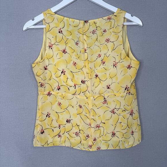 Vintage Ann Taylor Womens Top 4 Yellow Silk Floral Babydoll Dainty Fairy Y2K 90s - Picture 7 of 10